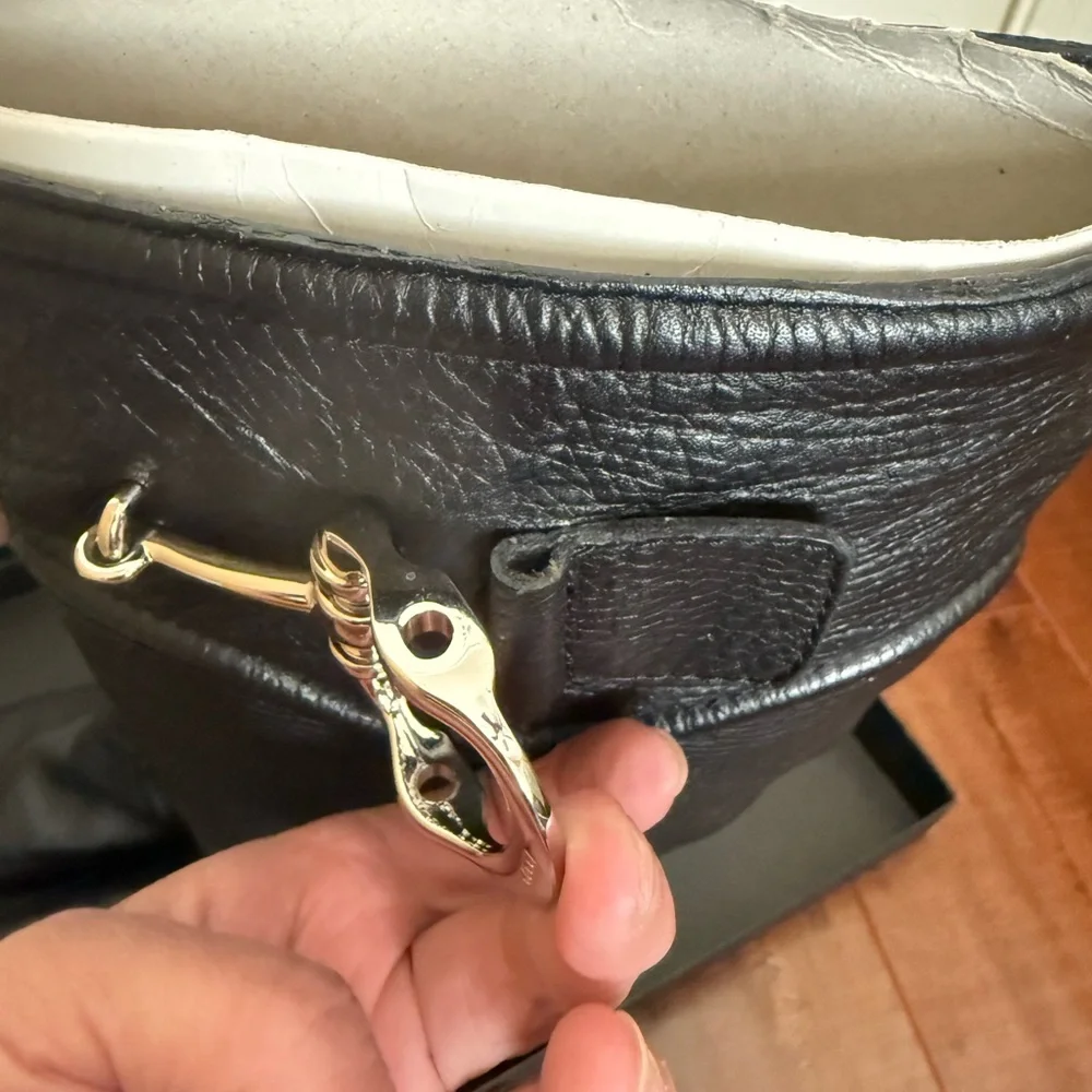 Gucci Black Leather Knee-High Riding Boots with Gold Hardware - Picture 8 of 10